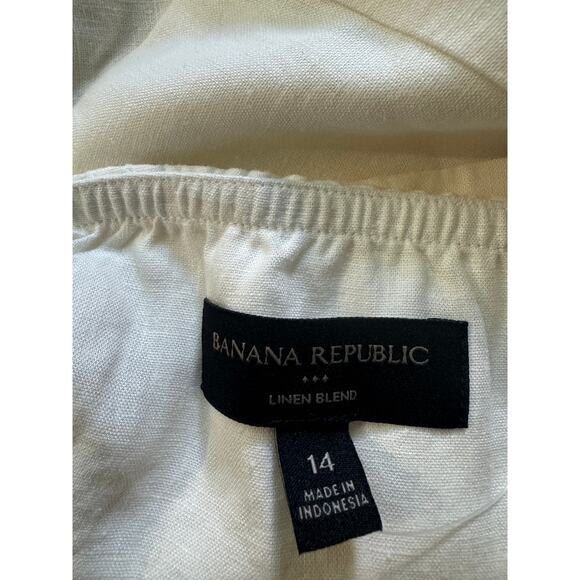 NWT Banana Republic | Ivory Cropped Linen-Blend Crossover Tank | Size 14 - Picture 6 of 8